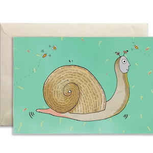 carte de remerciement drôle | carte mignonne d'escargot | Cadeau pour amoureux des escargots | courrier postal | Je pense à vous carte vierge | Cadeaux de remerciement pour collègues