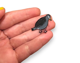 Perturbed Pigeon Enamel Pin: Funny Bird Lover Gift