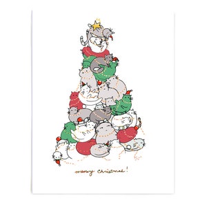 meowy christmas card | cute cat holiday card | merry catmas | christmas tree cats | cat lover gift | funny holiday cats