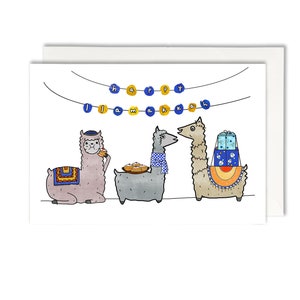 carte de lamakkah heureux | heureuse de lama de Hanoucca | drôle de Hanoucca | carte de joyeuses fêtes | cadeau pour amoureux des lamas