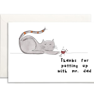 mischievous cat father's day card | funny father's day cat card | step dad gift | thanks for putting up with me dad