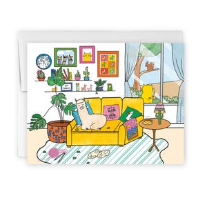 nieuwe huiskaart, nieuwe huislama, gefeliciteerd nieuw huis, housewarmingkaart, blanco kaart, gezellig nieuw huis