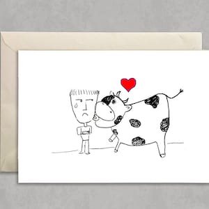 amour de la vache | jolie carte drôle pour la Saint-Valentin | cartes d'amour | cartes animalières originales | cartes d'amour sarcastiques | cartes d'anniversaire