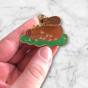 Cute Capybara Enamel Pin, Funny Interactive Animal Pin, Moving Kawaii Pin for Backpack, Capybara Lover Gift, Chill Vibes Capybara Gift