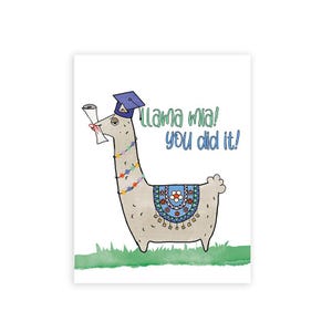 Funny Congratulations Card – Graduation Card – Llama Pun Card – You Did It Card – Llama Mia – Animal Pun Card –  Snooty Llama