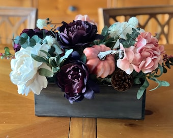 Fall Centerpiece in Rustic Planter Box