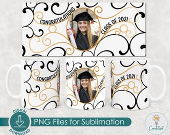 2021 Graduate Mug png template Design | Mug Design for Sublimation | Digital Download | 15oz and 12oz Class of 2021 Mug Sublimation