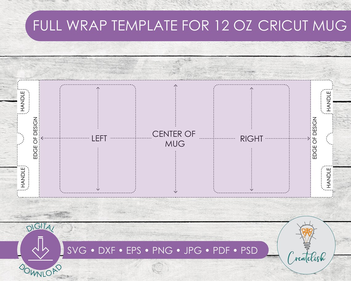  12oz Cricut Mug Template Digital Download 12oz Mug Full Etsy