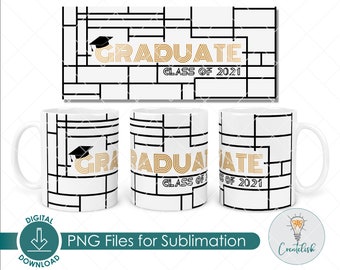 Graduate Mug template Design |  Mug Design for Sublimation | Digital Download | 15oz and 12oz Mug design Class of 2021 Mug Sublimation