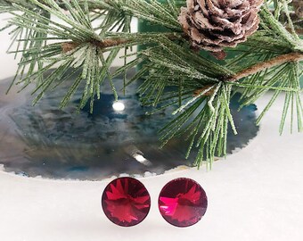 Red Swarovski Stud Earrings, Holiday Earrings, Christmas Earrings, Red Stud Earrings, Statement Stud Earrings, Sparkly Earrings