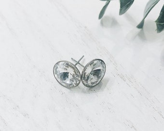 Clear Swarovski Stud Earrings, Holiday Earrings, Christmas Earrings, Clear Stud Earrings, Statement Stud Earrings, Sparkly Earrings