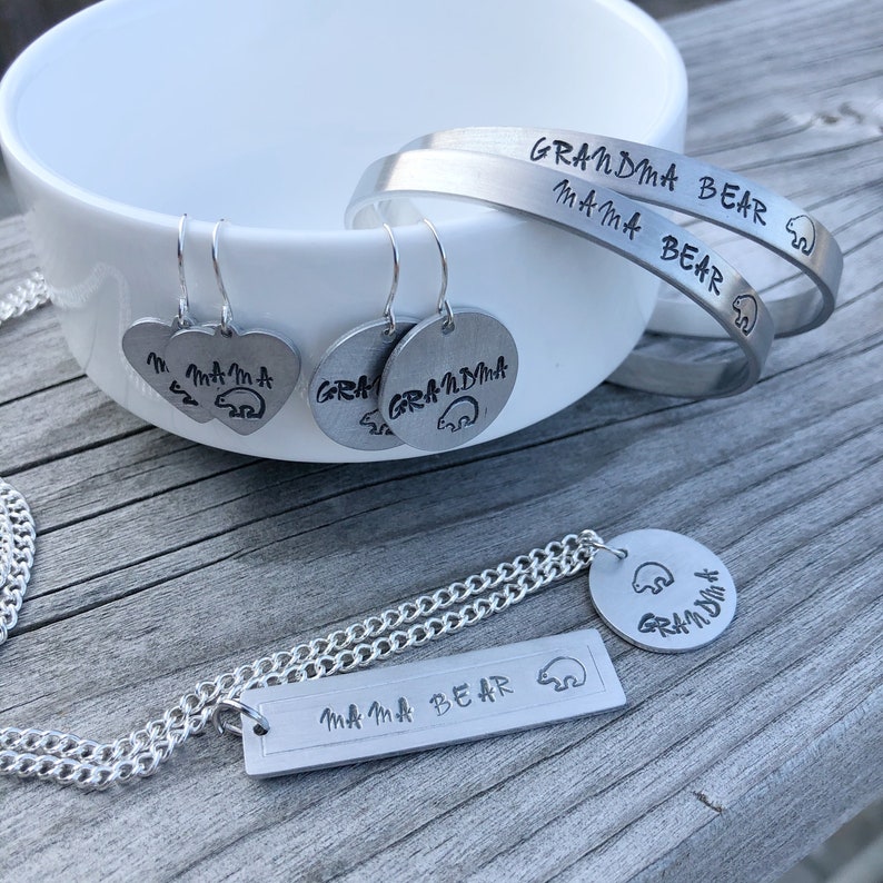Dainty Mama Minimalist Design Grandma Bear Cuff Bracelet