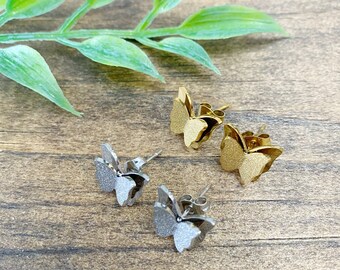 Butterfly Earrings, Butterfly Studs, Butterfly Dangles, Dainty Earrings, Stainless Steel, Hypoallergenic Earrings, Sparkly Earrings