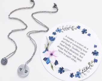 Everlasting Love Necklace - Swallow Bird Pendant with Sentimental Message