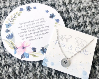 Friendship Necklace - Meaningful Friend Pendant with Sentimental Note-Card | Friendship Arrows