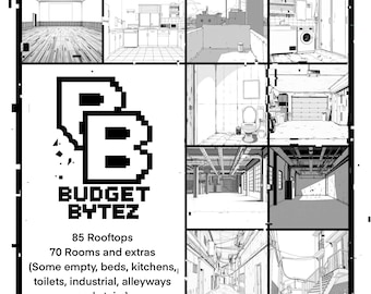 150+ Procreate Stamps – Rooftops, Rooms and Extras + FREE Sunset Gradient Palette | Manga & Webtoon background’s