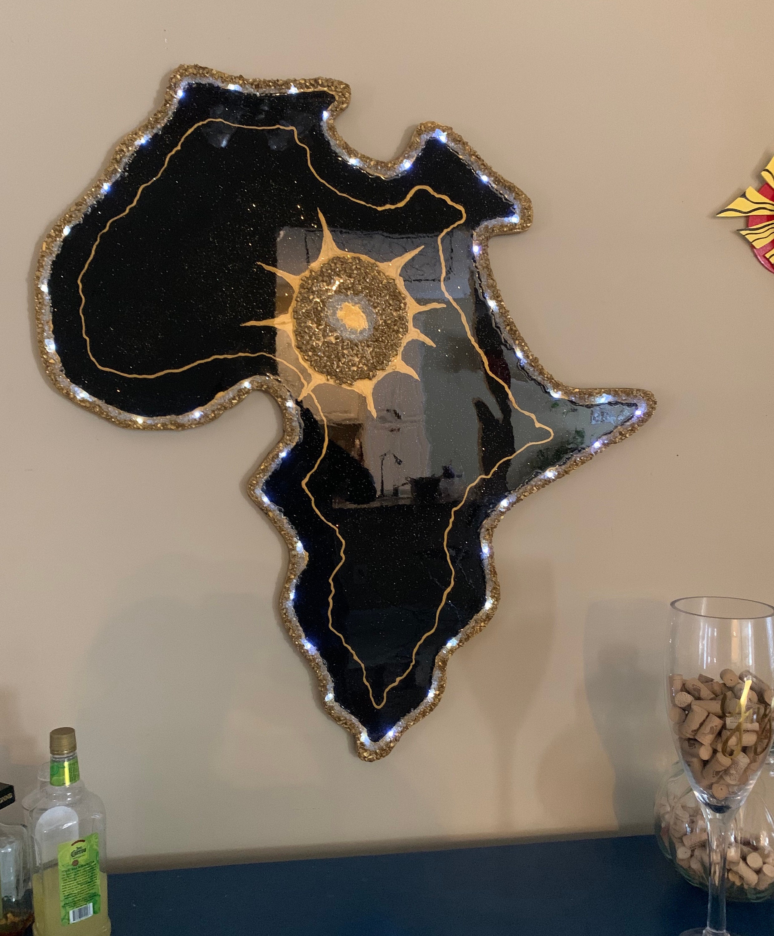 Black and Gold African Inspired Wall Table/wall Geode - Etsy