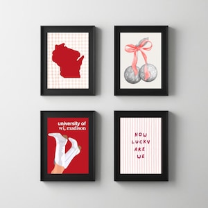Trendy UW Madison Dorm Wall Art – Wisconsin Badgers Wandkunst (4er Set, Seitenverhältnis 3:4)