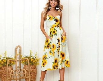 sunflower cocktail dress