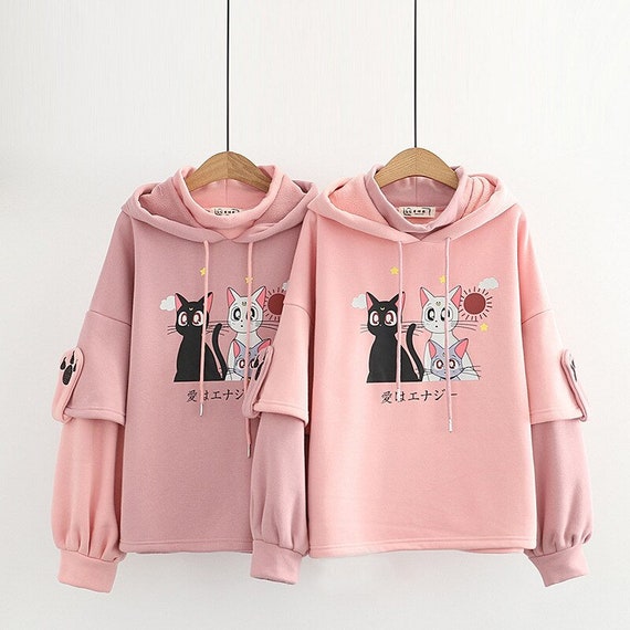 Cat pink hoodie new gift cloth winter unisex hoodie hooded Etsy