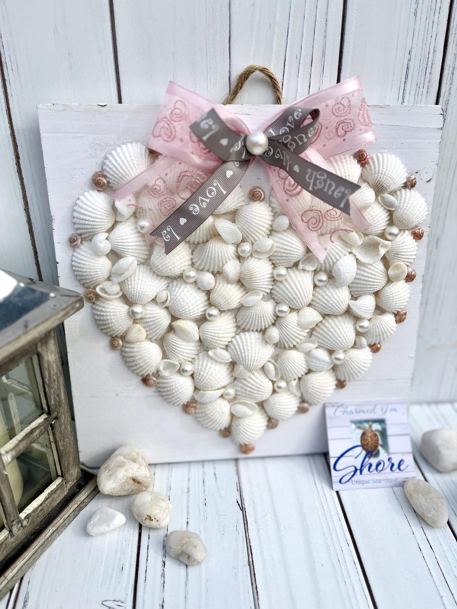 Handmade Valentine Seashell Heart | Nautical Shell Wall Hanging ...