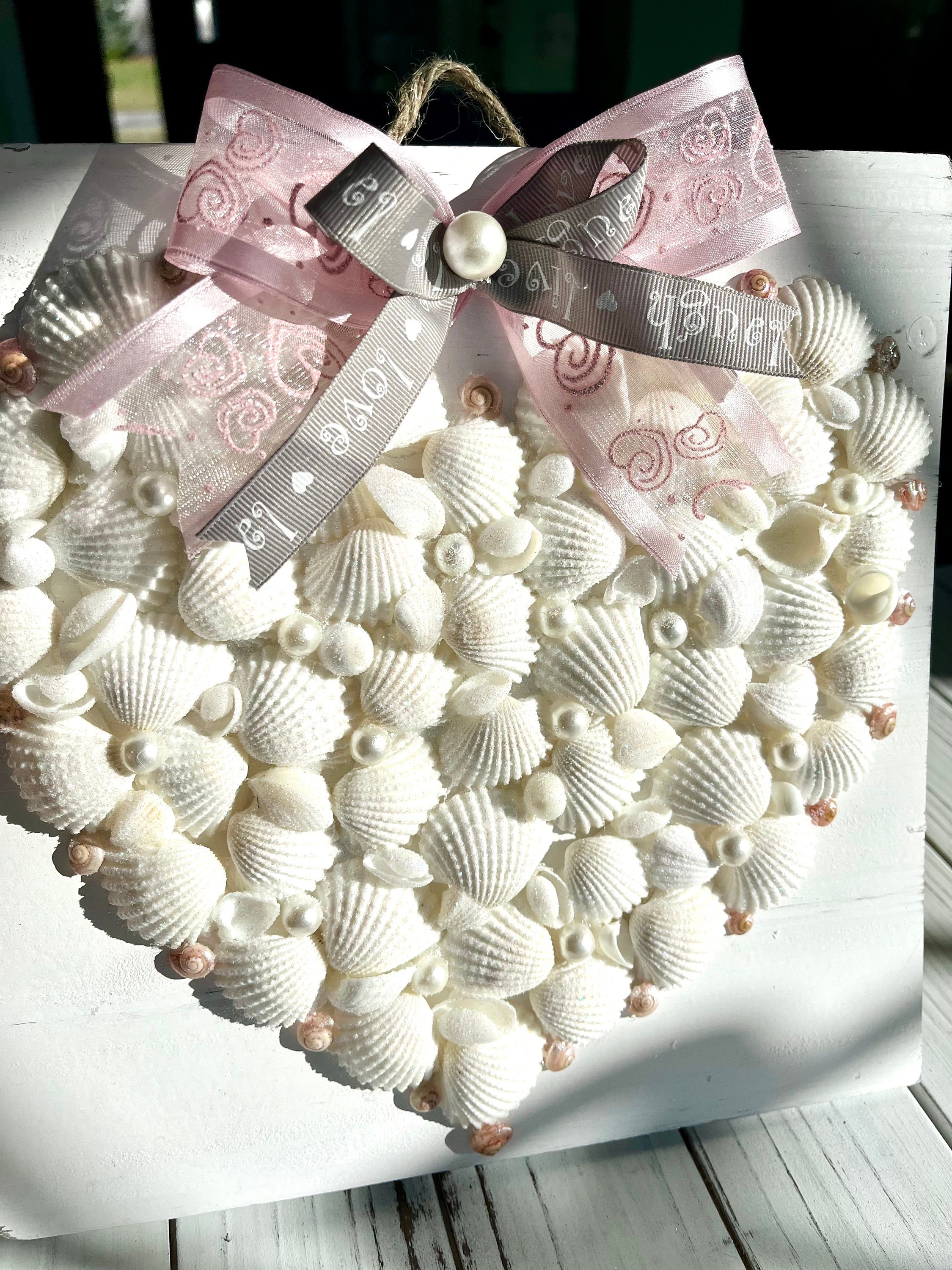 Handmade Valentine Seashell Heart | Nautical Shell Wall Hanging ...
