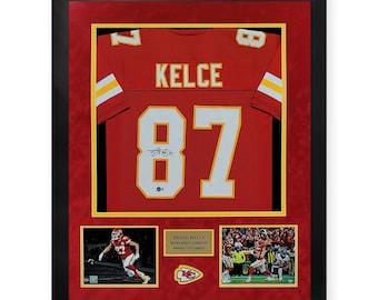 Travis Kelce Kansas City Chiefs Autographed Jersey Framed To 32x40 Beckett