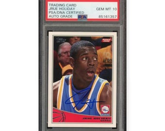 Jrue Holiday On Card Autographed 2009-10 Topps RC Rookie PSA 10 Auto Grade