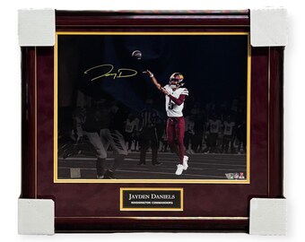 Jayden Daniels Washington Commanders Autographed 16x20 Photo Framed To 23x27 Fanatics