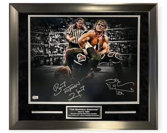 Bret Hart & Shawn Michaels WWE Autographed 16x20 Photograph Framed To 23x27 Beckett