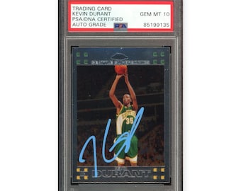 Kevin Durant On Card Autographed 2007-08 Topps Chrome Rookie PSA 10 Auto Grade Gem Mint