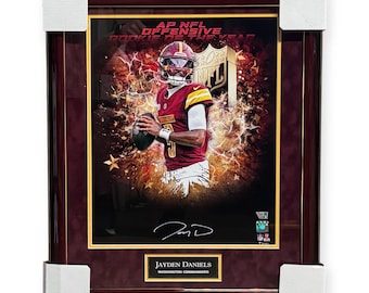 Jayden Daniels Washington Commanders Autographed 16x20 Photo Framed To 23x27 Fanatics