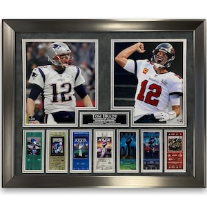 Tom Brady Double Photo Framed to 16x20 Super Bowl Patriots Buccaneers