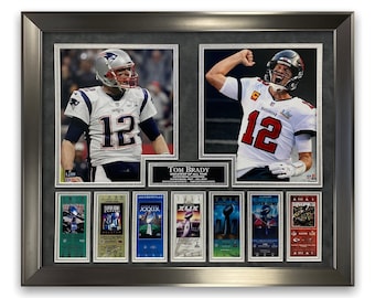 Tom Brady Double Photo Framed to 16x20 Super Bowl Patriots Buccaneers