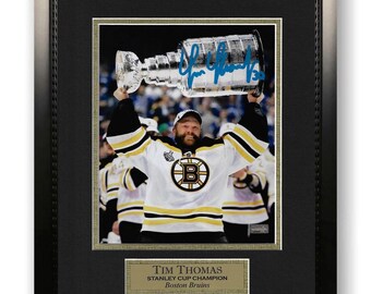 Tim Thomas Boston Bruins Autographed 8x10 Photo Framed to 11x14 NEP