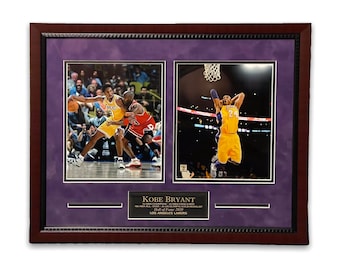 Kobe Bryant 2-way Photos Custom Framed to 16x20 Los Angeles Lakers