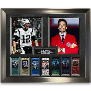 Tom Brady Photo Collage Framed to 16x20 Super Bowl Patriots Buccaneers Hall Of Fame