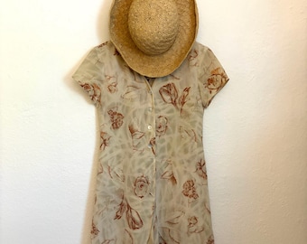 Vintage The Limited Cream Rose Print Shorts Romperklänning