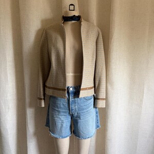 Vintage Pendleton 100% Virgin Wool Houndstooth Jacket with Leather Trim —Size 10