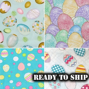 REMNANTS Easter Egg Fabric, Easter Egg Patterned, Painted, Pastel Fabric - Half Yard, FQ - Easter Sewing Projects, Pillow Fabric
