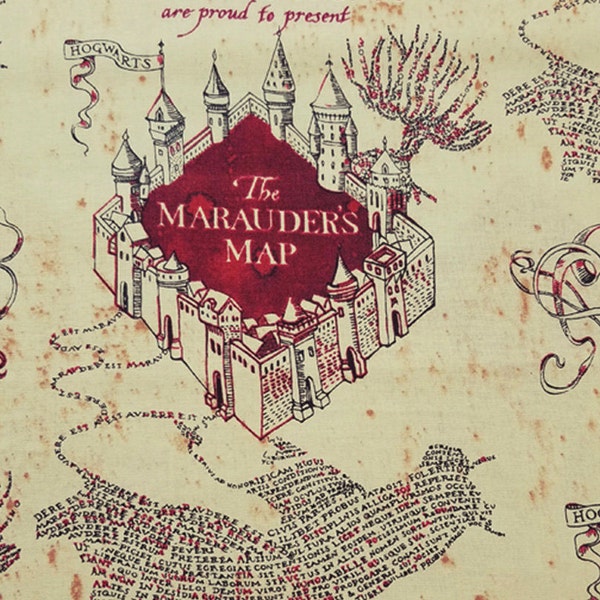 LICENSED Harry Potter* Marauders Map* - Remnants - Quilting, Curtains, Pillow Fabric