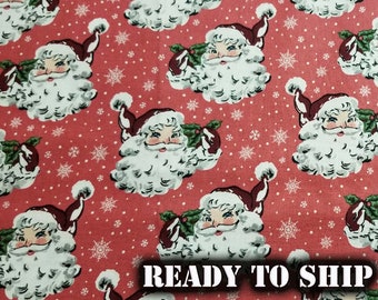 Vintage Santa Claus Cotton Fabric – Christmas Holiday Sewing Projects