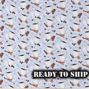 Coffee and Cookies Cotton Fabric, Morning Coffee - By the Yard, FQ - Sewing, Home Decor, Pillow Fabric