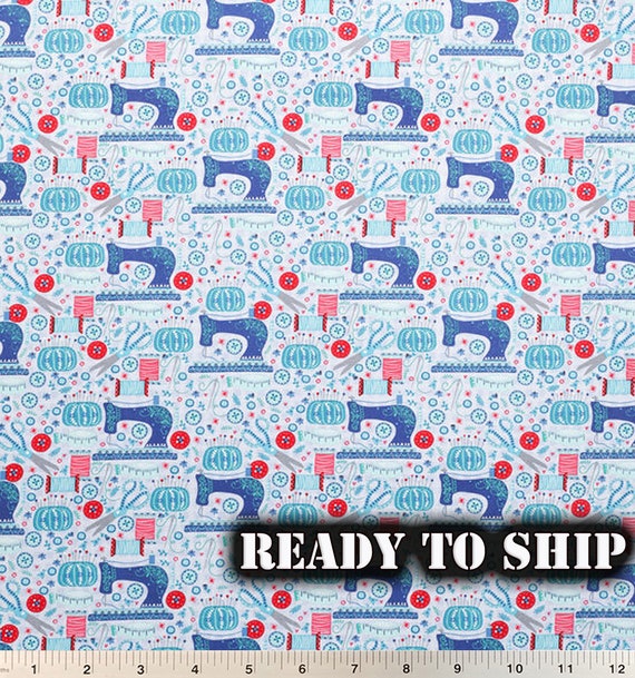 Sewing Machine Cotton Fabric by the Yard Fat Quarters FQ Etsy