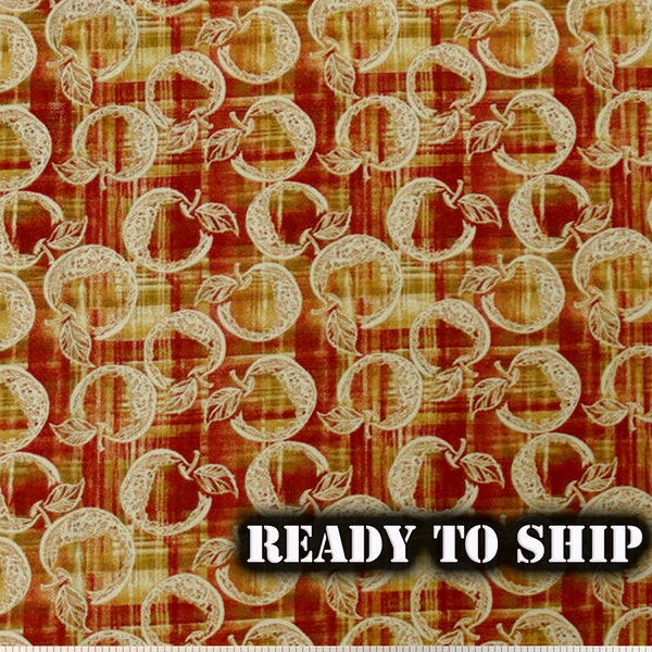 Lovely Apples On Plaid Autumn Harvest Fall Cotton Fabric,  By the Yard, FQ -  Harvest Home Decor, Sewing Projects, Pillows