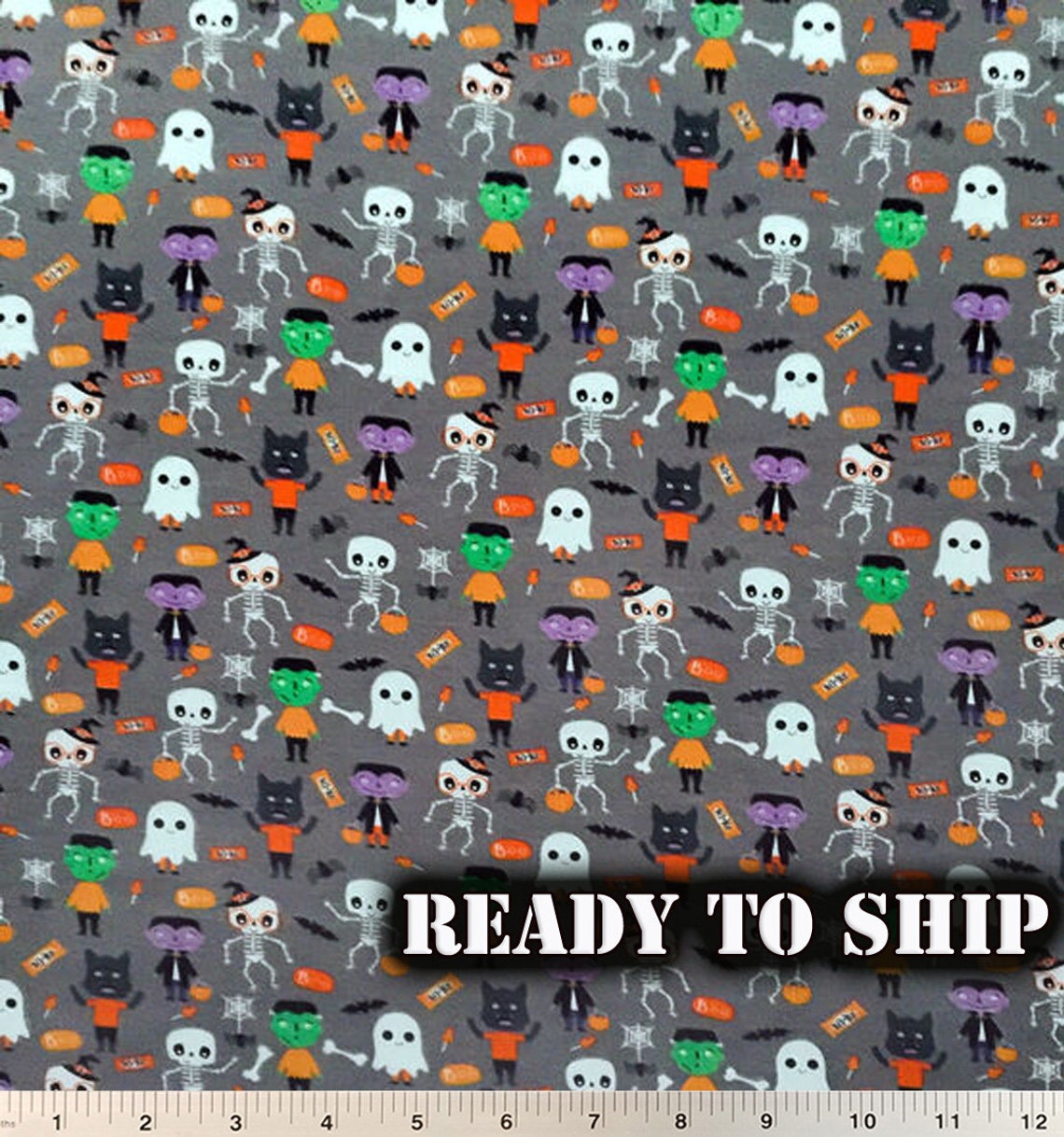 Monster Pals Halloween Knit Fabric By The Yard FQ Sewing Etsy