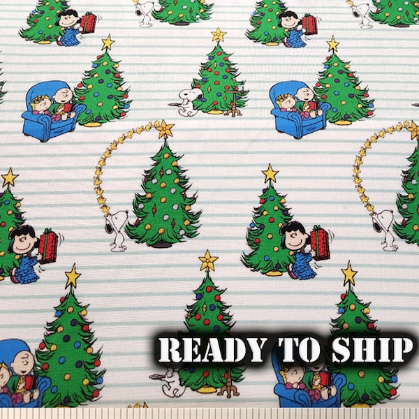 LICENSED Peanuts Christmas Magic - Holiday Fabric - By The Yard, FQ, Remnant - Decor, Pillows, Quilting Fabric