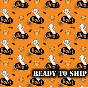 LICENSED Casper - Casper the Friendly Ghost Halloween Cotton Fabric- By the Yard, FQ - Home Decor, Kids, Sewing Projects, Pillows