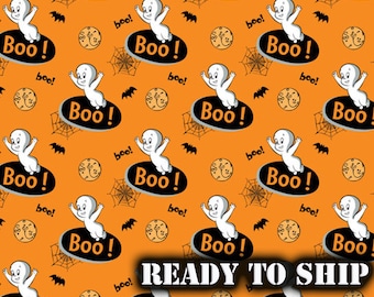 LICENSED Casper - Casper the Friendly Ghost Halloween Cotton Fabric- Half Yard, FQ, Remnant - Home Decor, Kids, Sewing Projects, Pillows