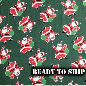 Santa Claus Christmas FLANNEL Fabric - Sold By The Yard, FQ